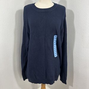 Gap Sweater Mens Large Blue Ribbed Pullover‎ Seed Stitch Crew Neck